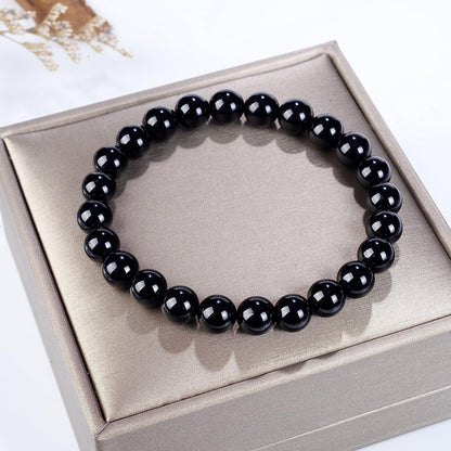 Glass Beads Black Bracelet - Stretchable(Big Beads)