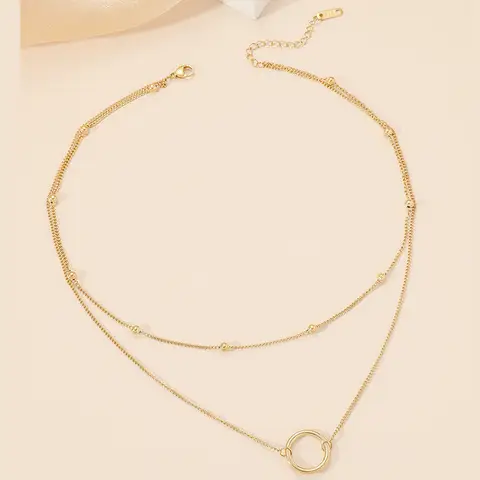 Double Layer Ring Necklace (Golden)