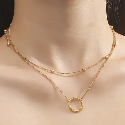 Double Layer Ring Necklace (Golden)