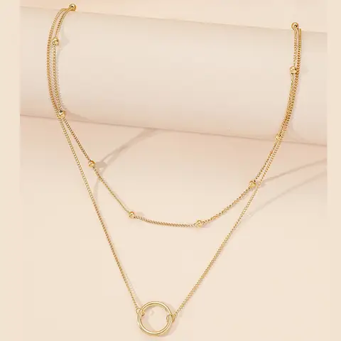 Double Layer Ring Necklace (Golden)