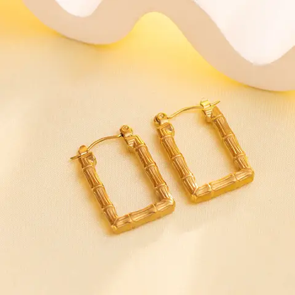 Trendy Stainless Steel Square Bamboo Joint Earrings