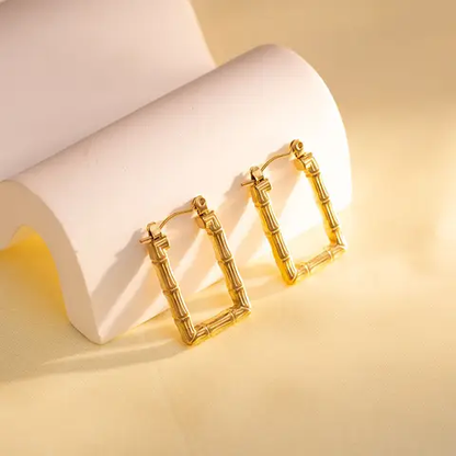 Trendy Stainless Steel Square Bamboo Joint Earrings