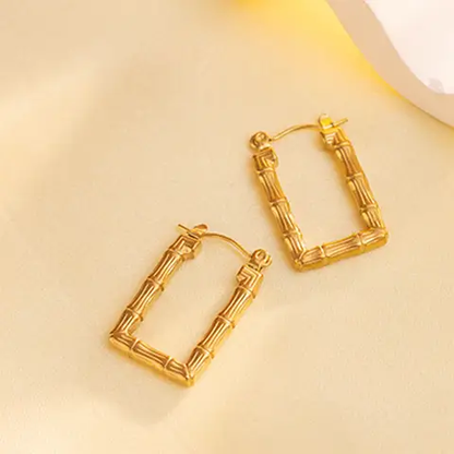 Trendy Stainless Steel Square Bamboo Joint Earrings