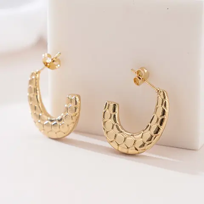 Stainless Steel Snake Scale Surface Hoop Earrings