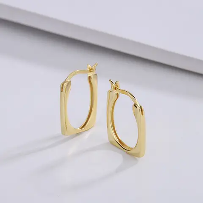 Stainless Steel Square U Shape Hoop Earrings