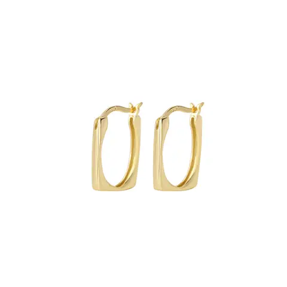 Stainless Steel Square U Shape Hoop Earrings