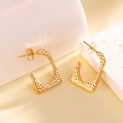 Geometric Square Stainless Steel Hoop Earrings