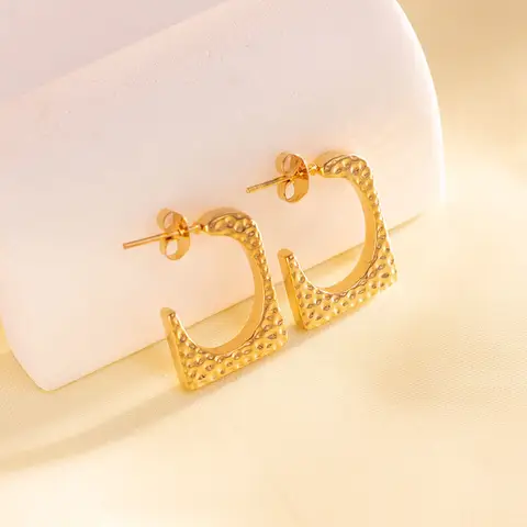 Geometric Square Stainless Steel Hoop Earrings