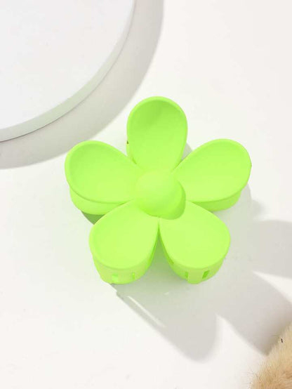 Parrot Green Flower Designed Hair Clutcher (D-9)