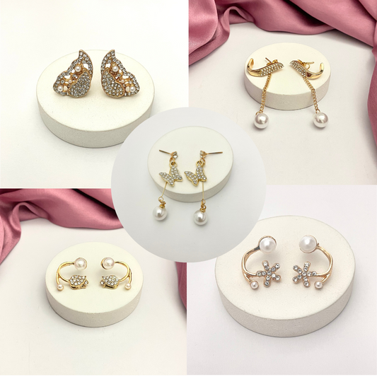 Pack Of 5 Trendy Korean Earrings Combo Perfect For Dailywear