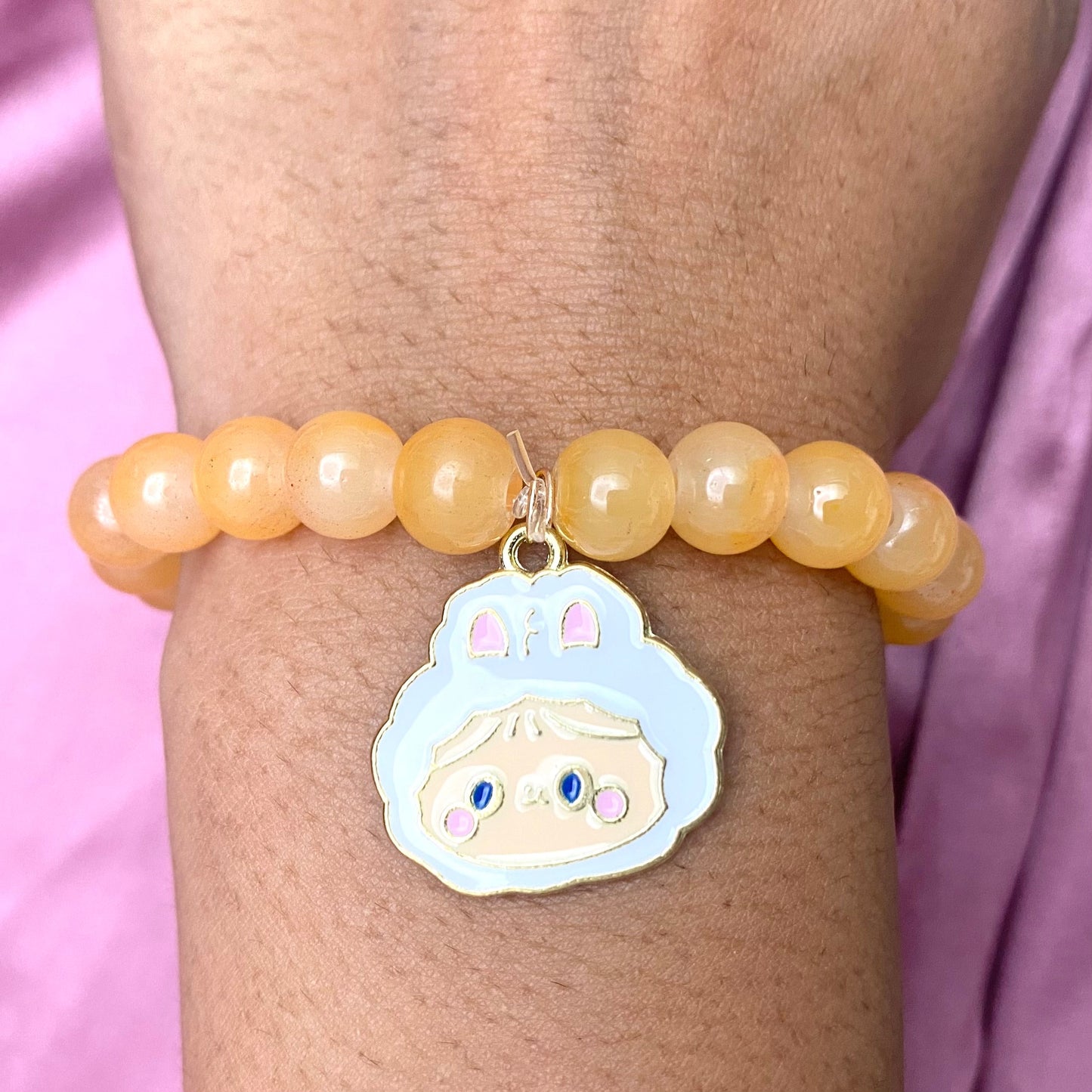 Cute Adjustable Hip Hop Bunny Charm Glass Beads Bracelet