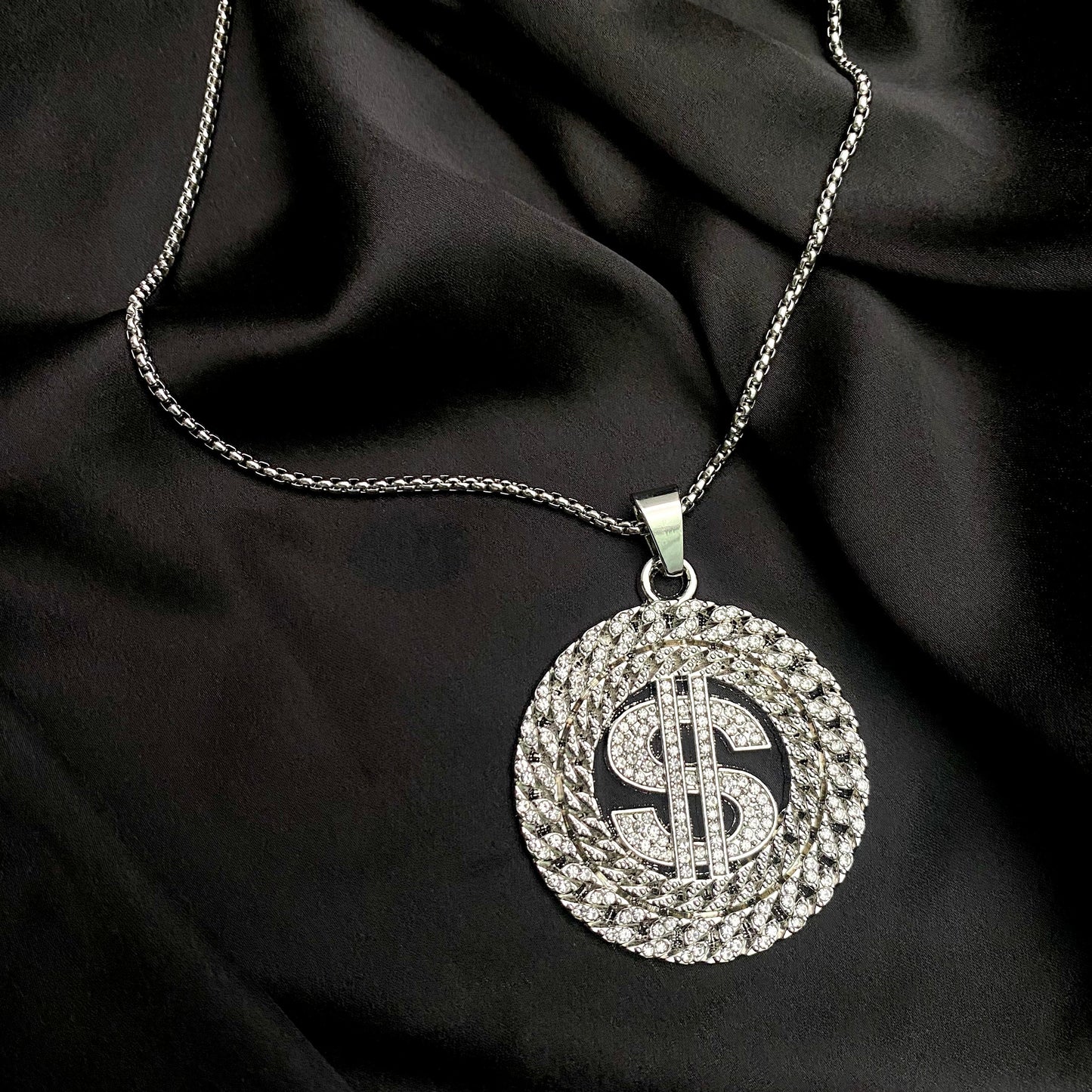 Dollar Iced Out Pendant Necklace With Chain