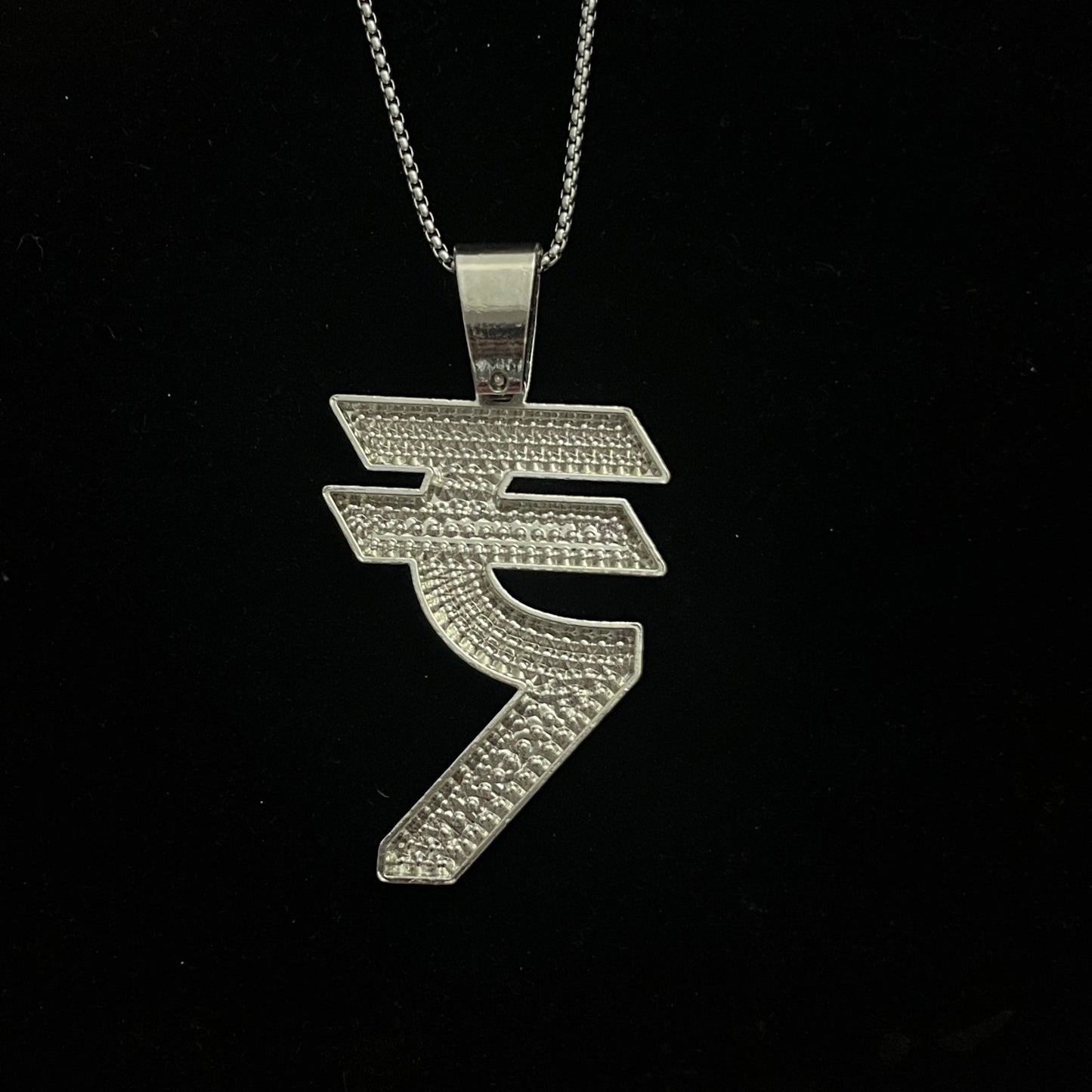 ₹ Rupees Symbol Iced Out Hip Hop Pendant Necklace With Chain