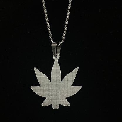 Red Silver Leaf  Iced Out Hip Hop Pendant Necklace With Chain