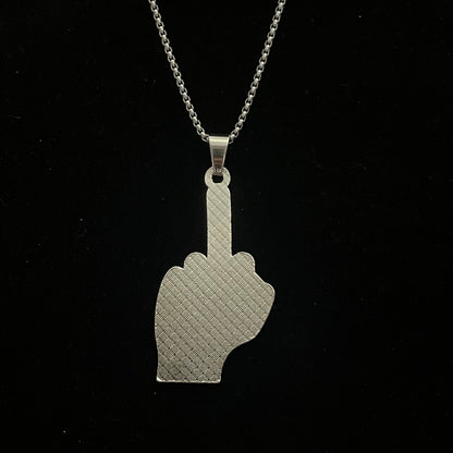 Middle Finger Iced Out Hip Hop Pendant Necklace With Chain