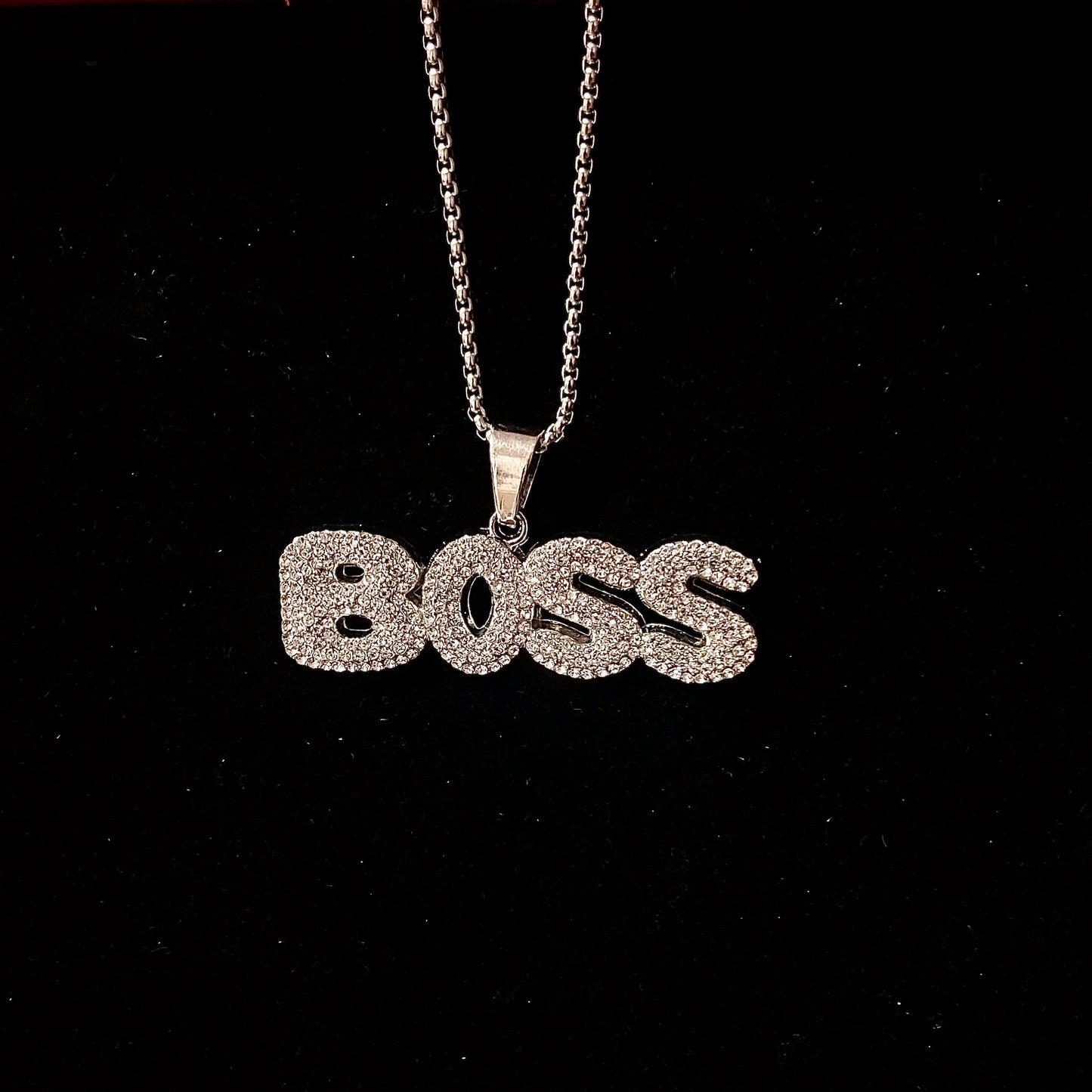 Boss Iced Out Hip Hop Pendant Necklace With Chain