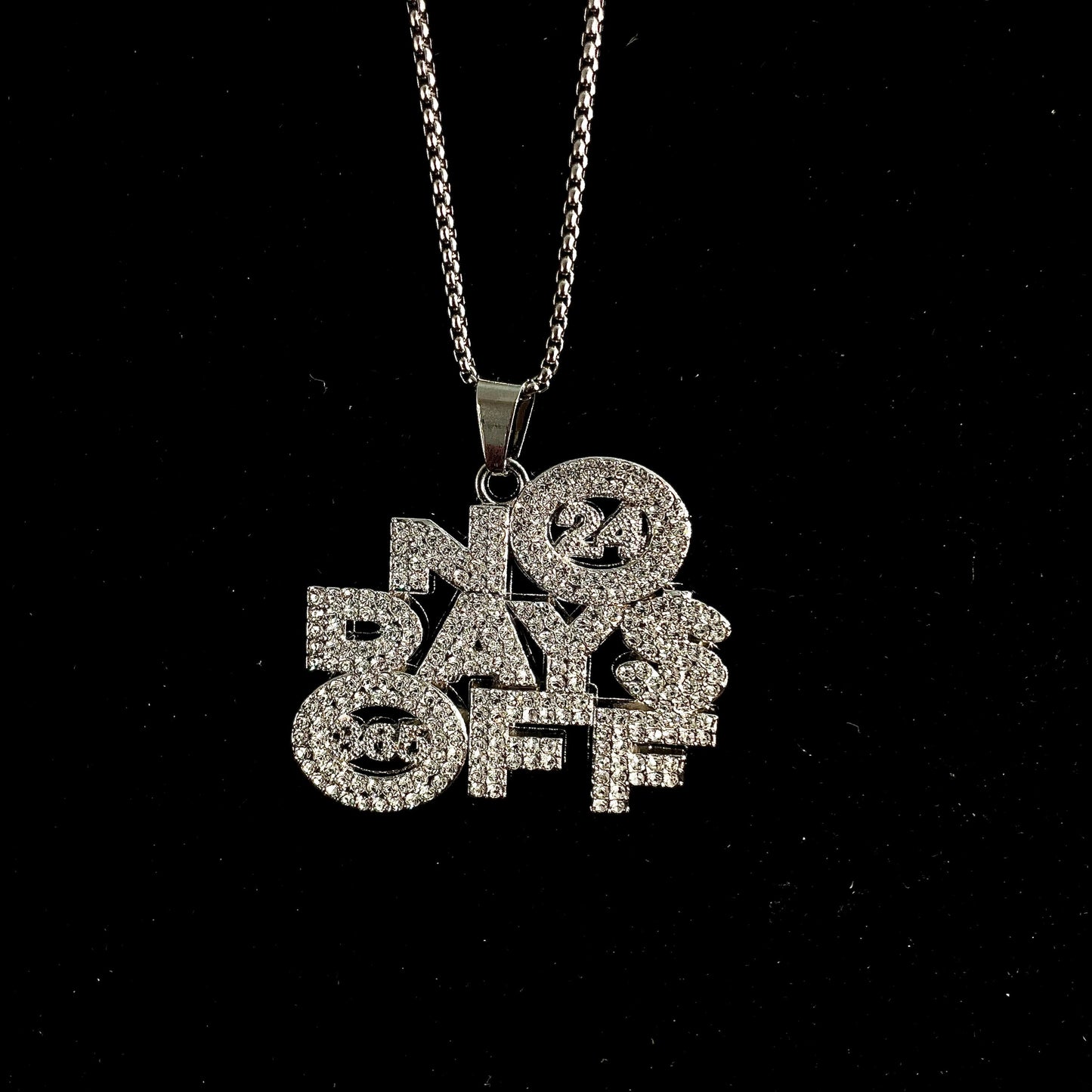 No Days Off  Iced Out Hip Hop Pendant Necklace With Chain