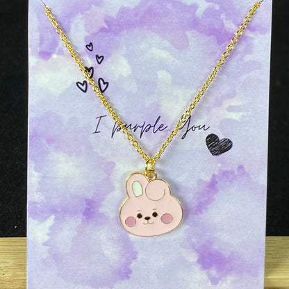 Cute BTS Cooky Character Charm Necklace  (Golden)