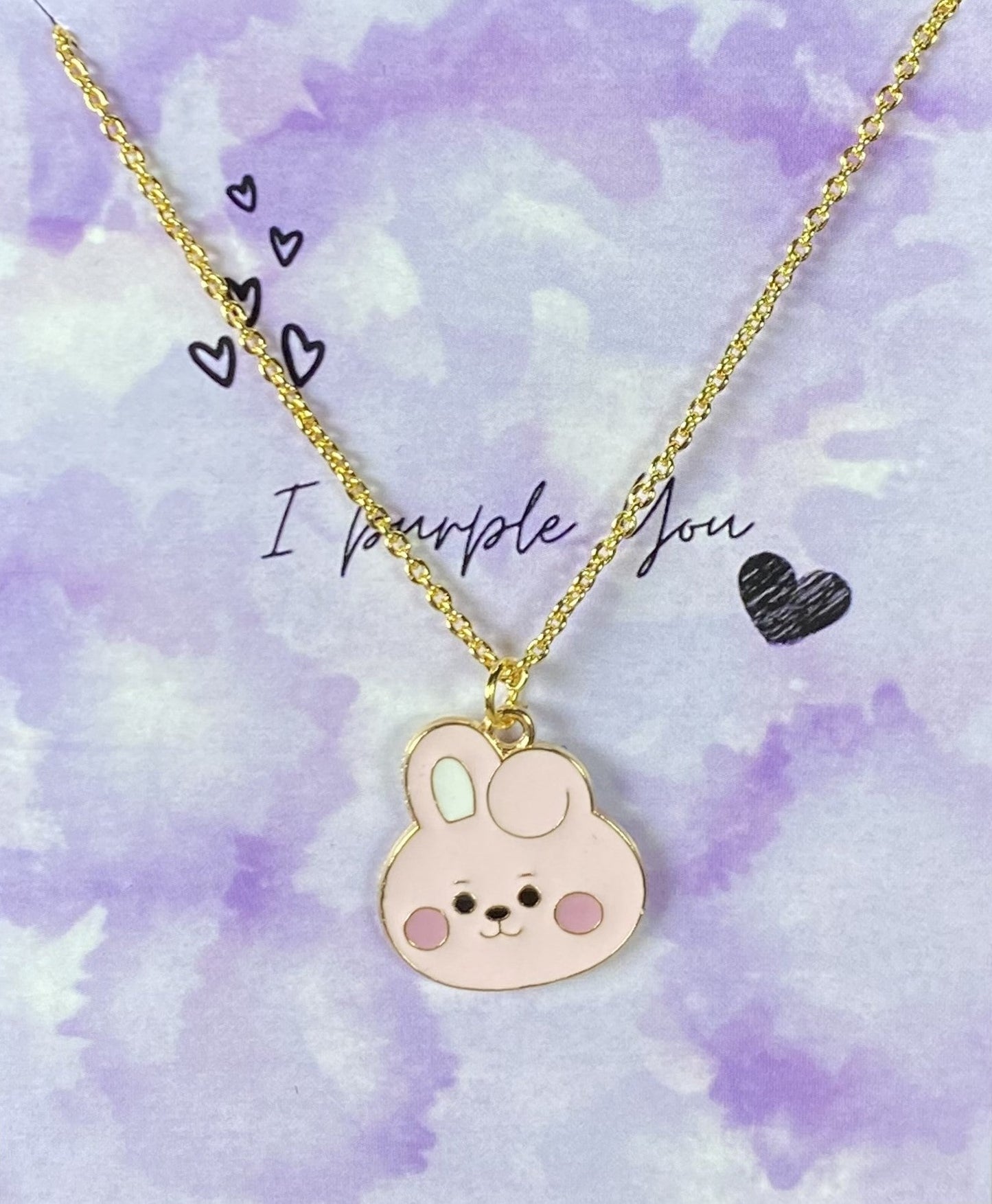 Cute BTS Cooky Character Charm Necklace  (Golden)