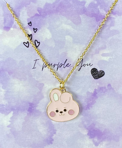 Cute BTS Cooky Character Charm Necklace  (Golden)