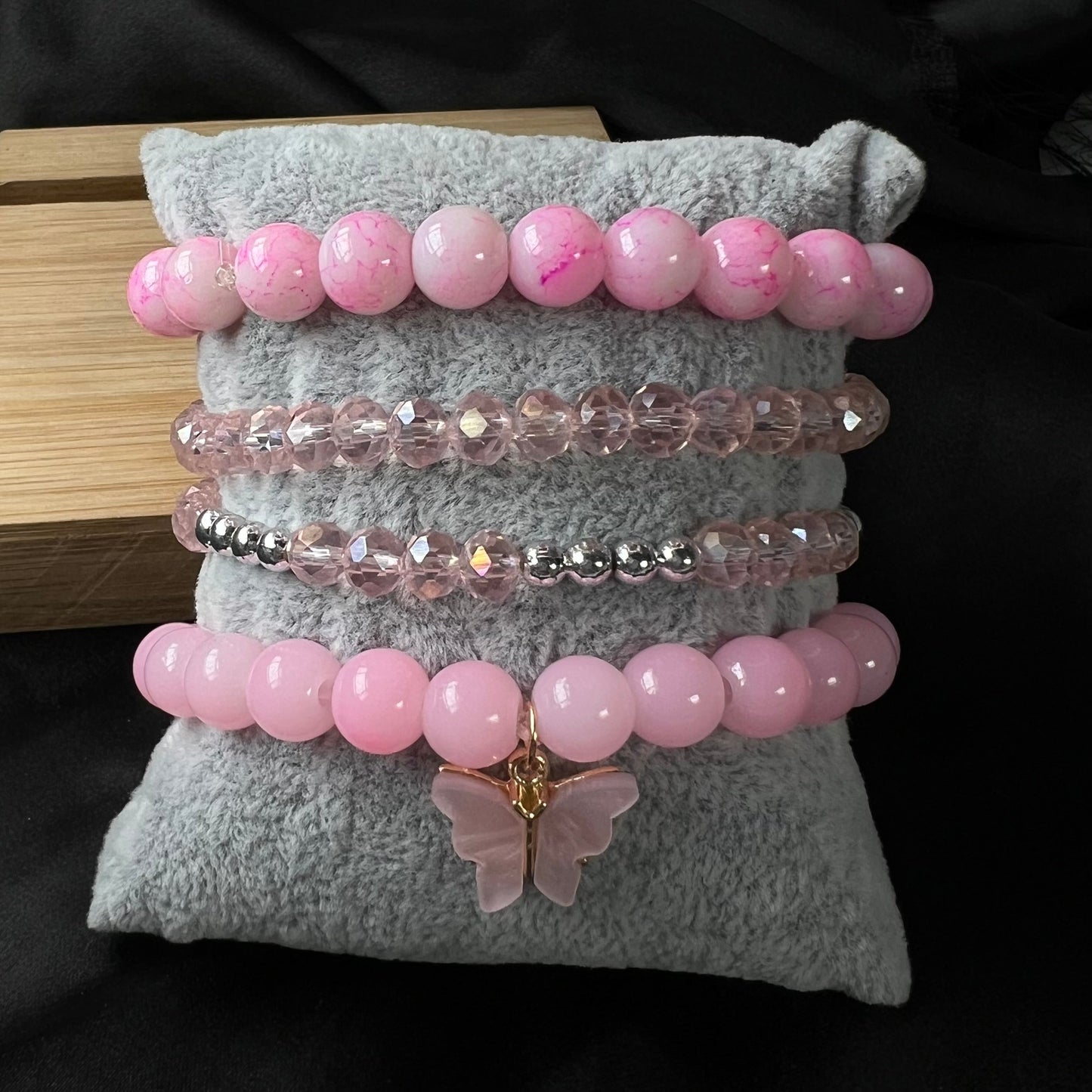 Adjustable Light Pink Set Of 4 Bracelets Combo