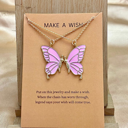 Pink Butterfly Friendship Necklace