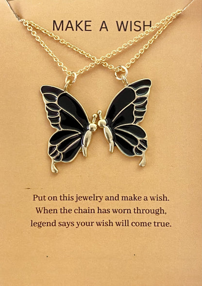 Black Butterfly Friendship Necklace