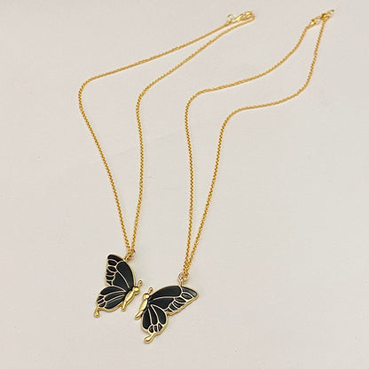 Black Butterfly Friendship Necklace