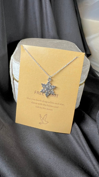 Minimal Silver Snowflake Card Necklace| Waterproof Chain | Perfect for Dailywear