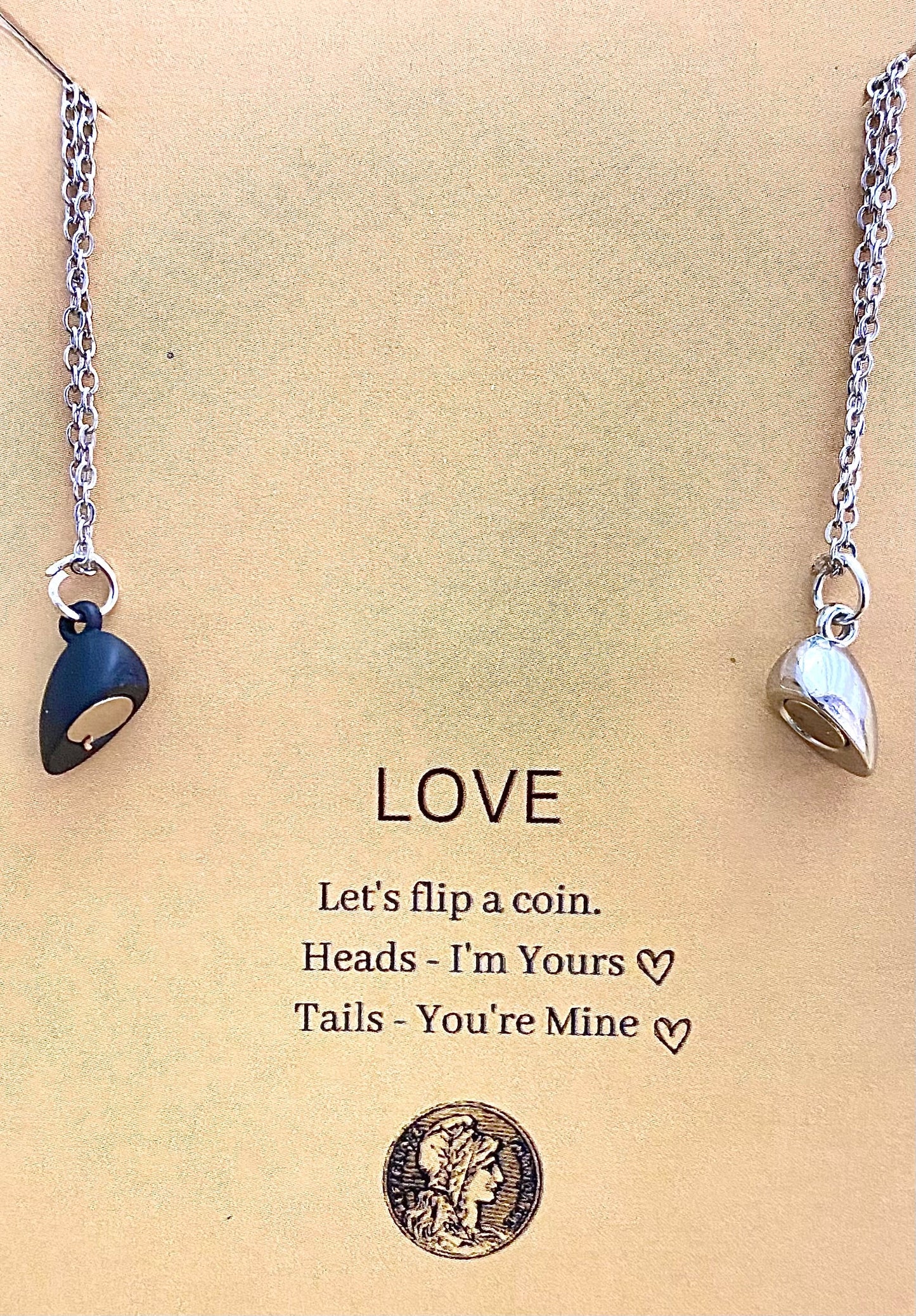 Waterproof Silver Magnetic Heart Couple Necklace With Stainless Steel Chain