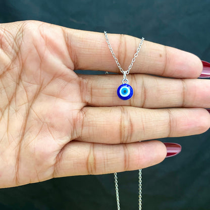 Waterproof Evil Eye Charm Necklace With Stainless Steel Chain