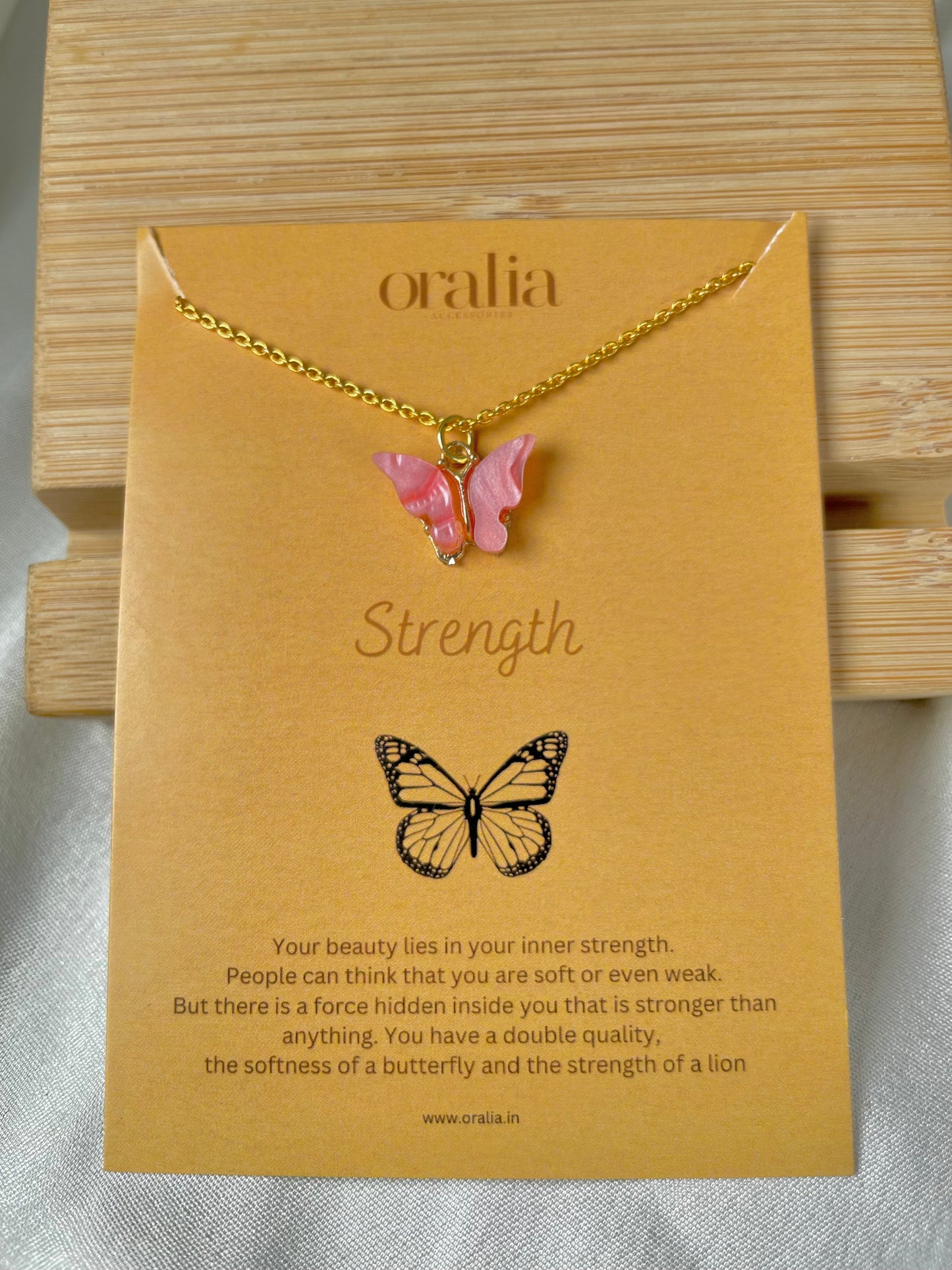 Dark Pink  Acrylic Butterfly Necklace