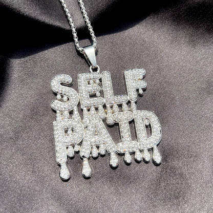 Self Paid Iced Out Hip Hop Pendant Necklace With Chain