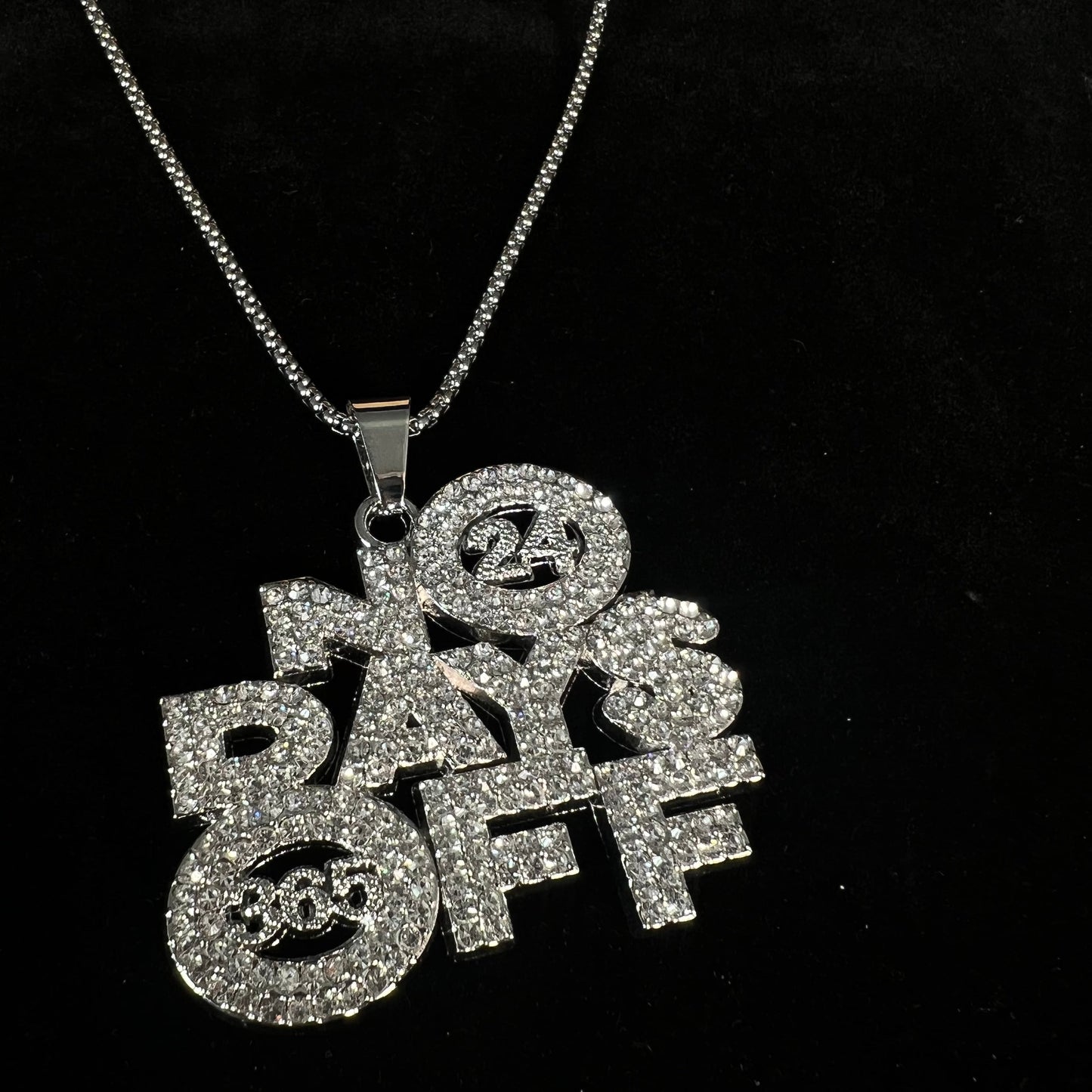 No Days Off  Iced Out Hip Hop Pendant Necklace With Chain