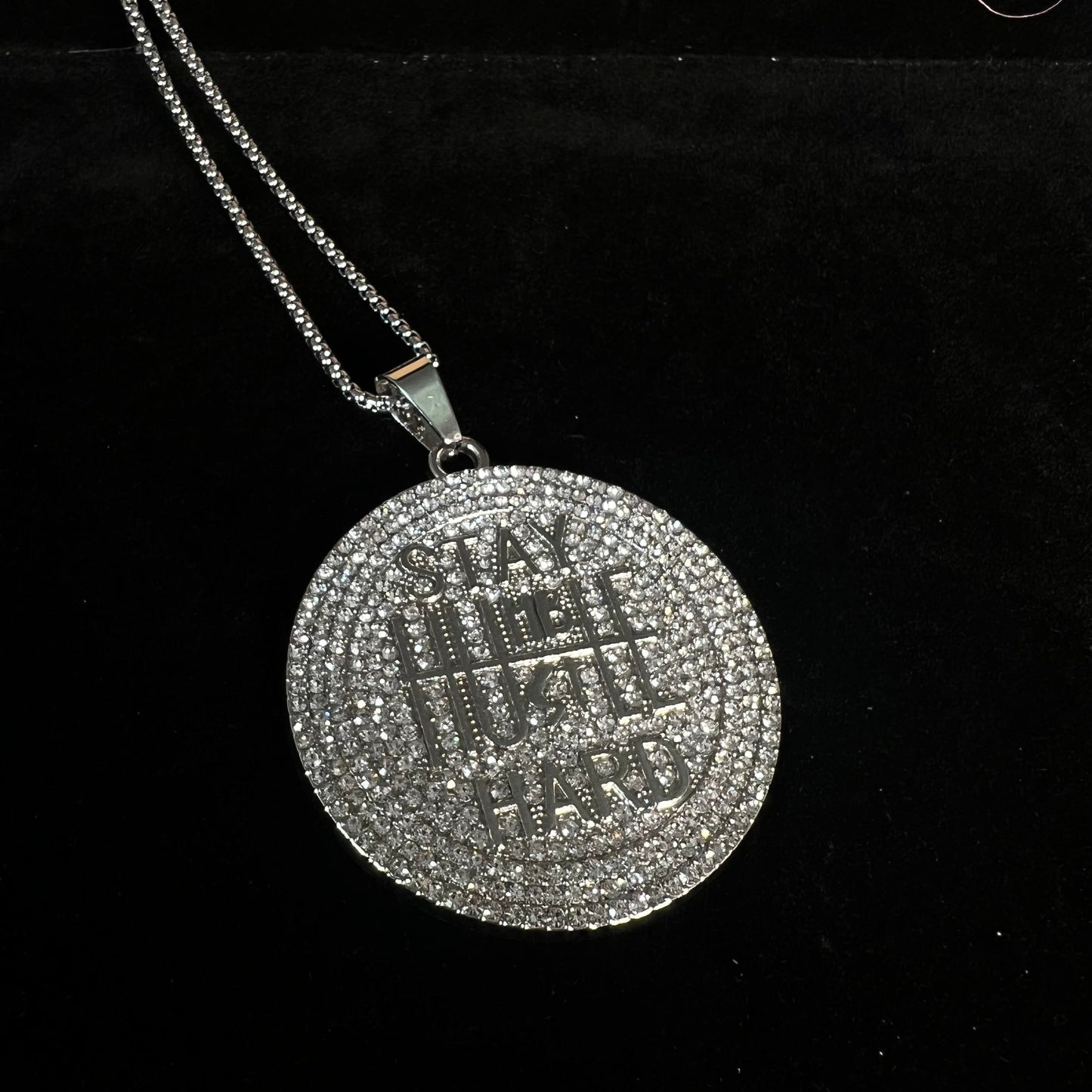 Stay Humble Hustle Hard Iced Out Hip Hop Pendant Necklace With Chain