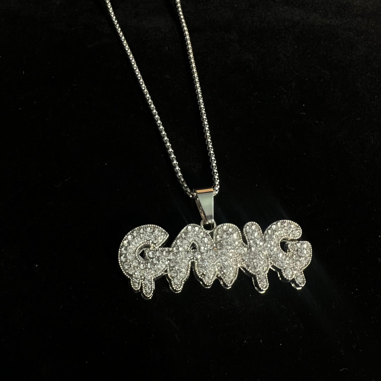 Gang Iced Out Hip Hop Pendant Necklace With Chain