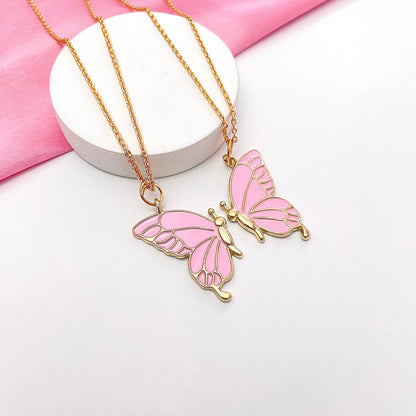 Pink Butterfly Friendship Necklace