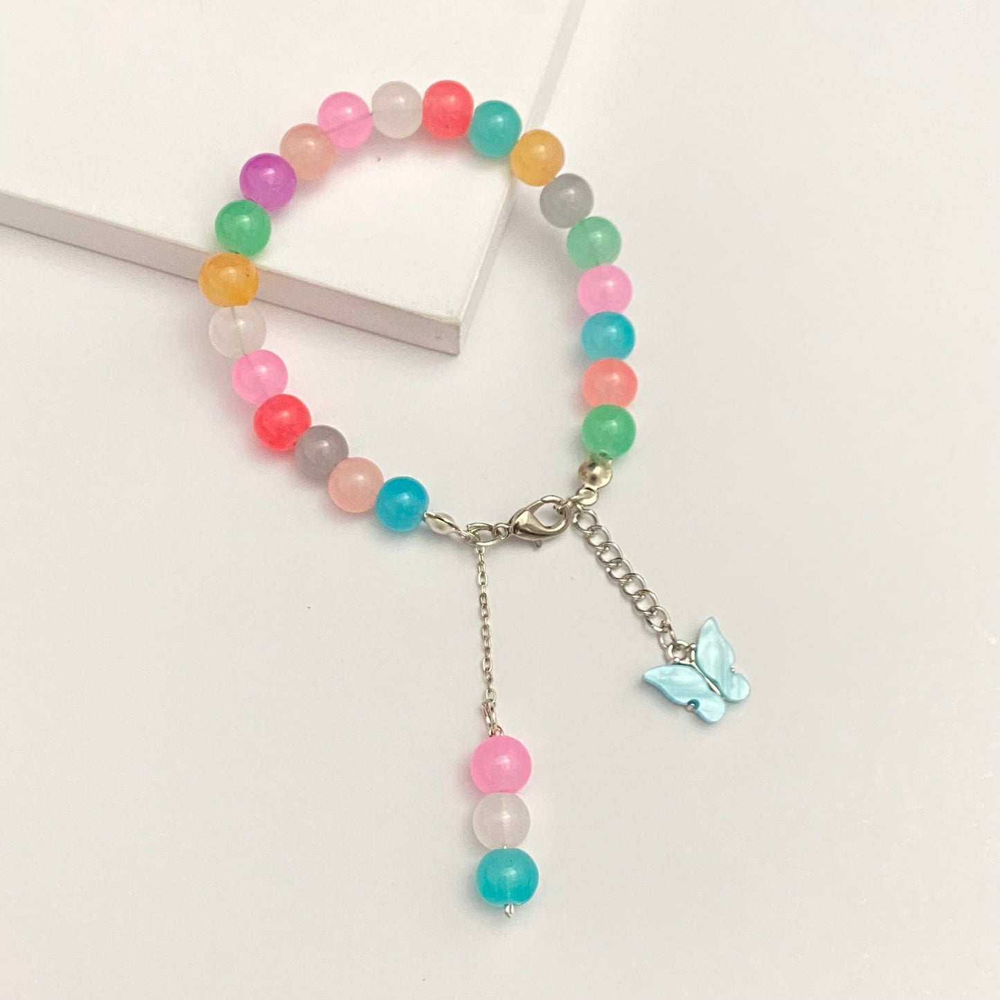 Adjustable Multicolour Hanging Butterfly Charm Bracelet