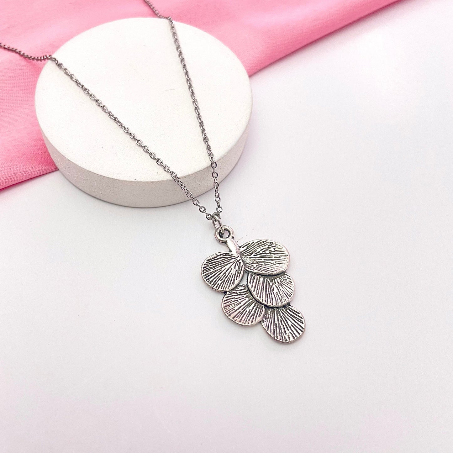 Silver Leaf Charm Necklace With Stainless Steel Chain