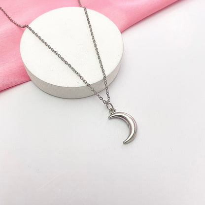 Waterproof Small Moon Necklace (Silver)