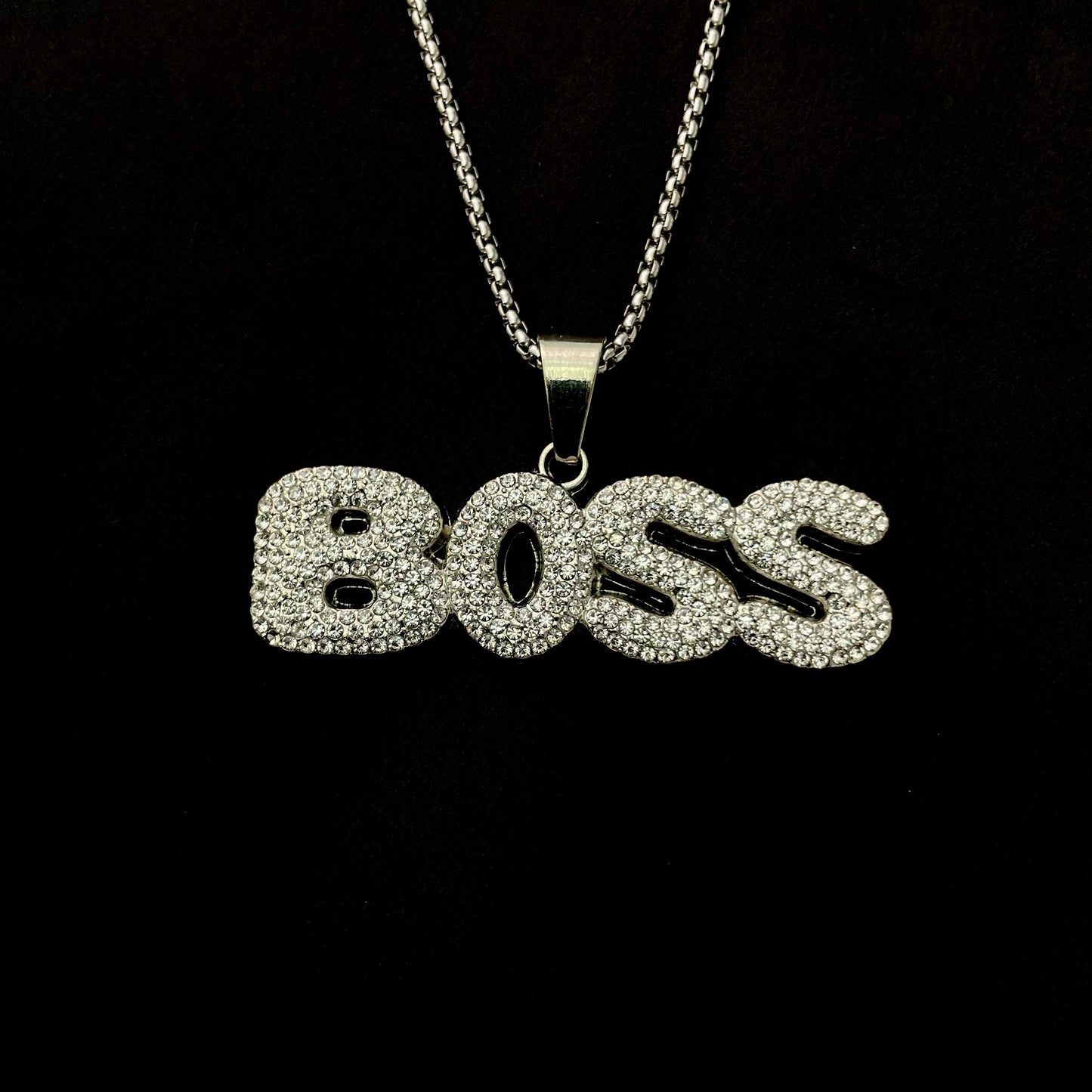 Boss Iced Out Hip Hop Pendant Necklace With Chain