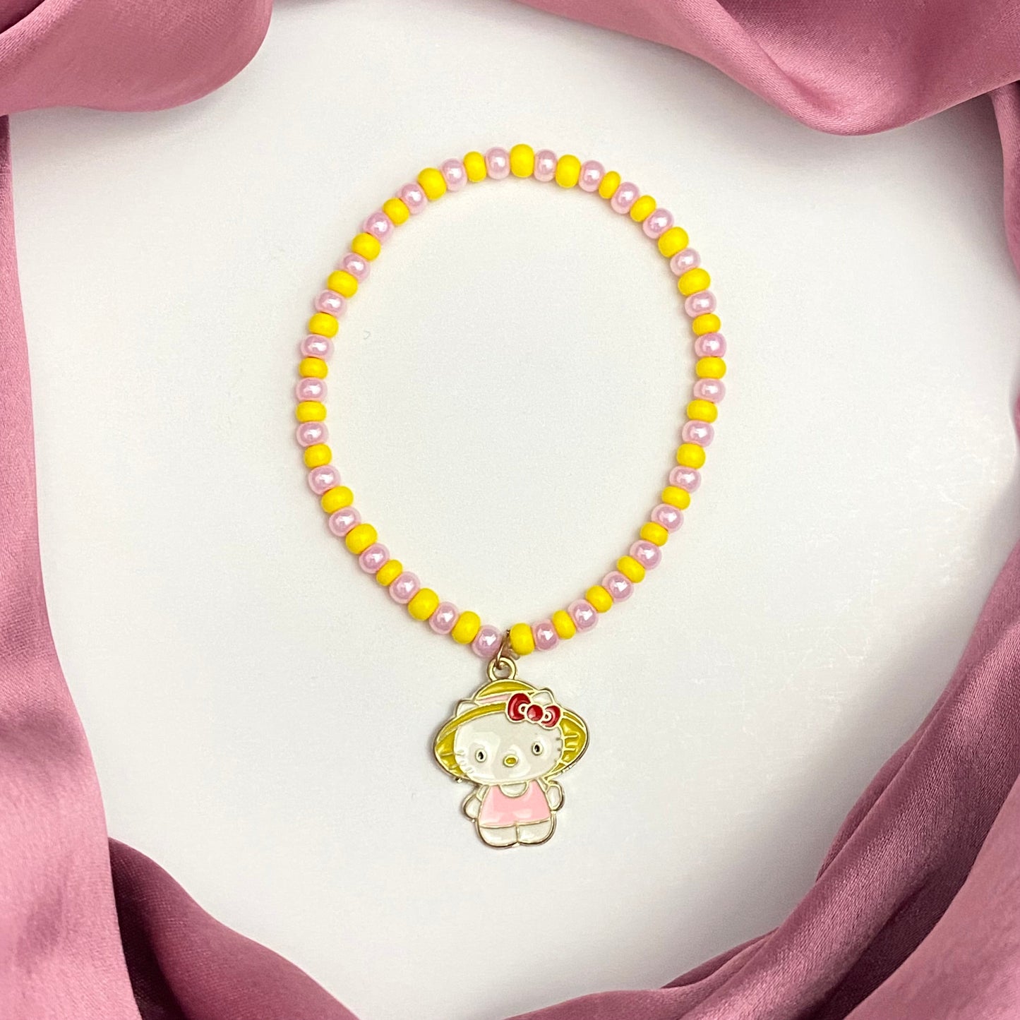 Adjustable Joco Beads Bracelet With Kitty Charm