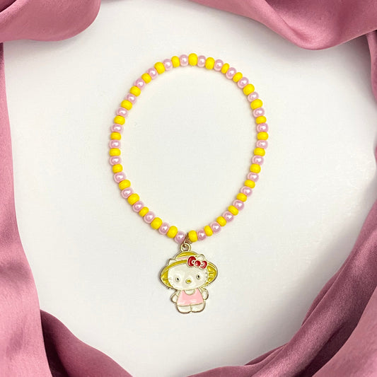 Adjustable Joco Beads Bracelet With Kitty Charm