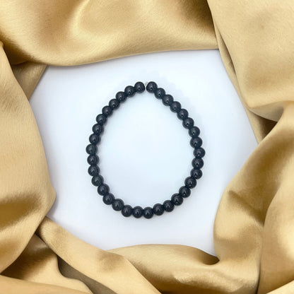 Adjustable Black Glass Beads Bracelet (6mm Beads)