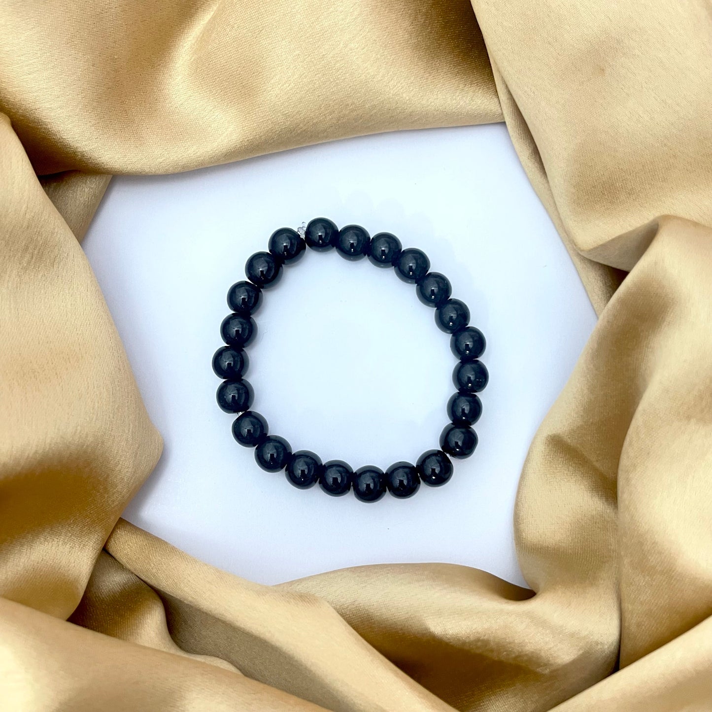 Glass Beads Black Bracelet - Stretchable(Big Beads)