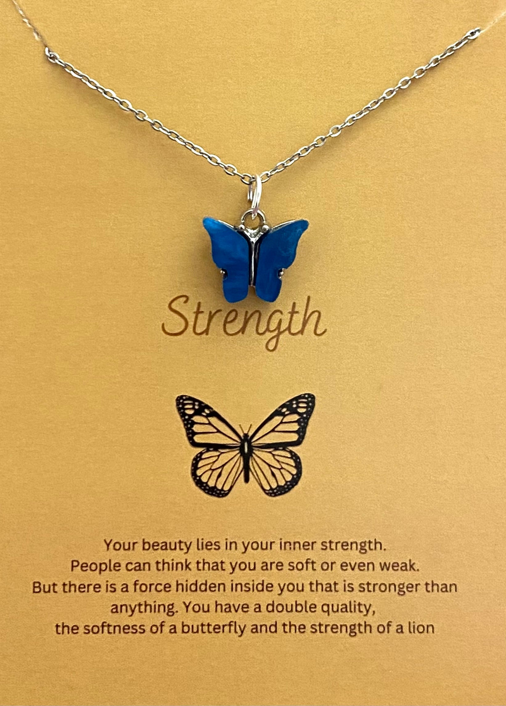 Acrylic Butterfly Necklace With Silver Stainless Steel Chain