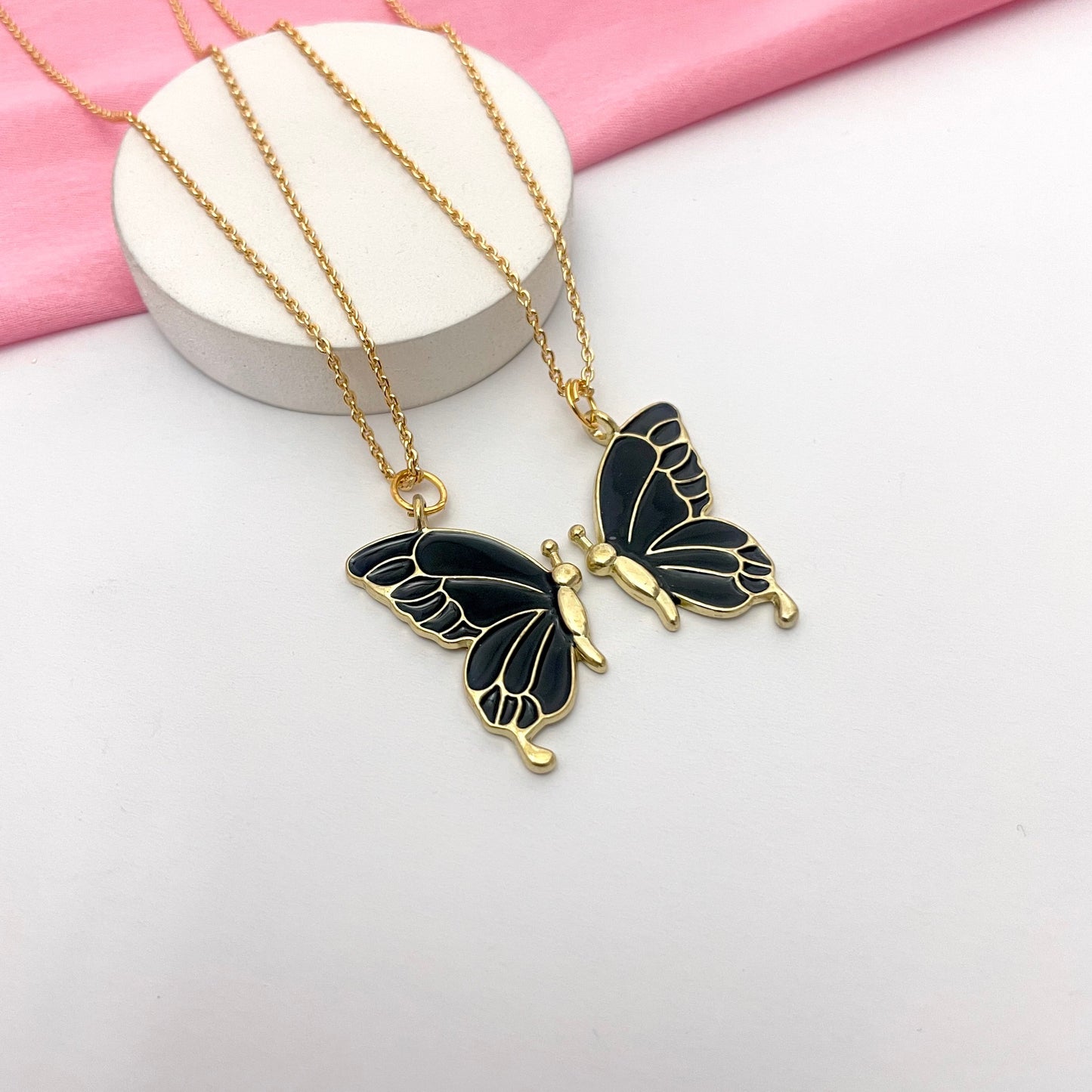 Black Butterfly Friendship Necklace