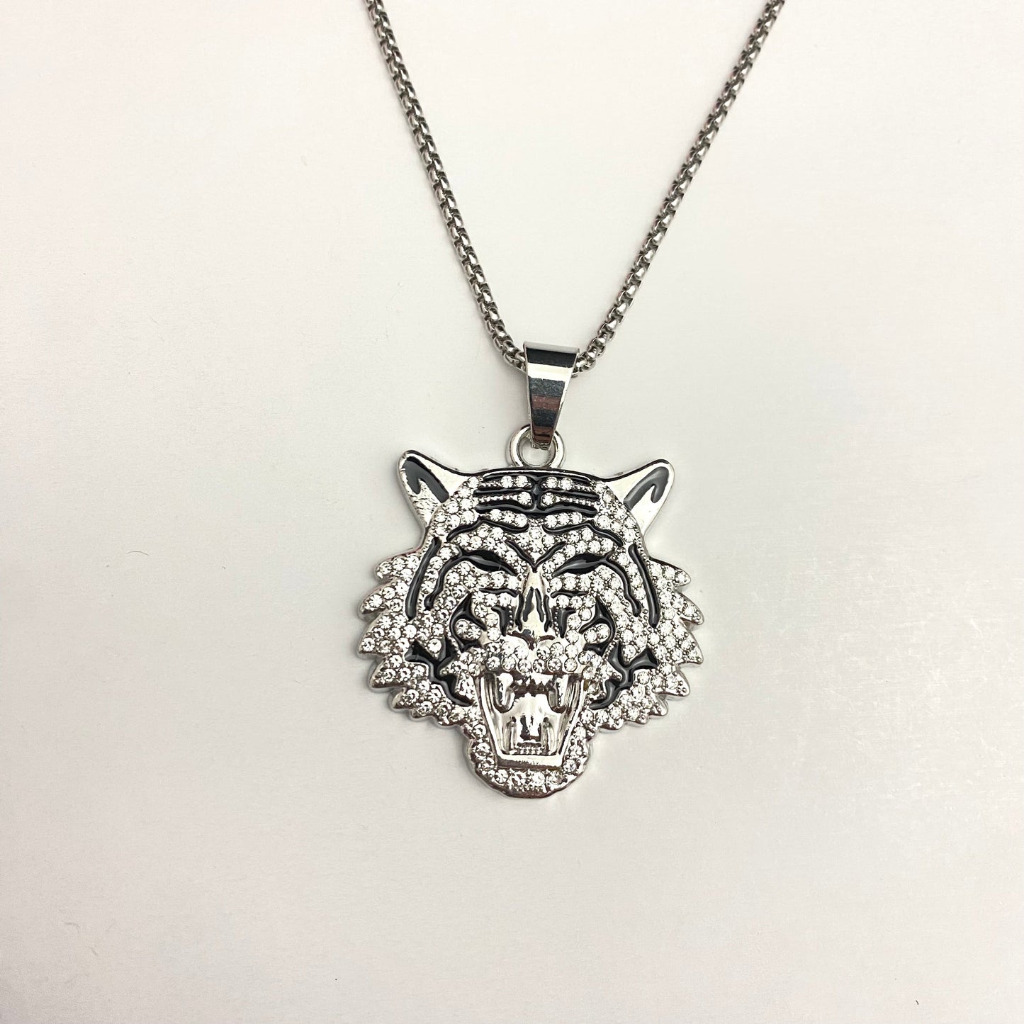 Tiger Head Iced Out Hip Hop Pendant Necklace With Chain