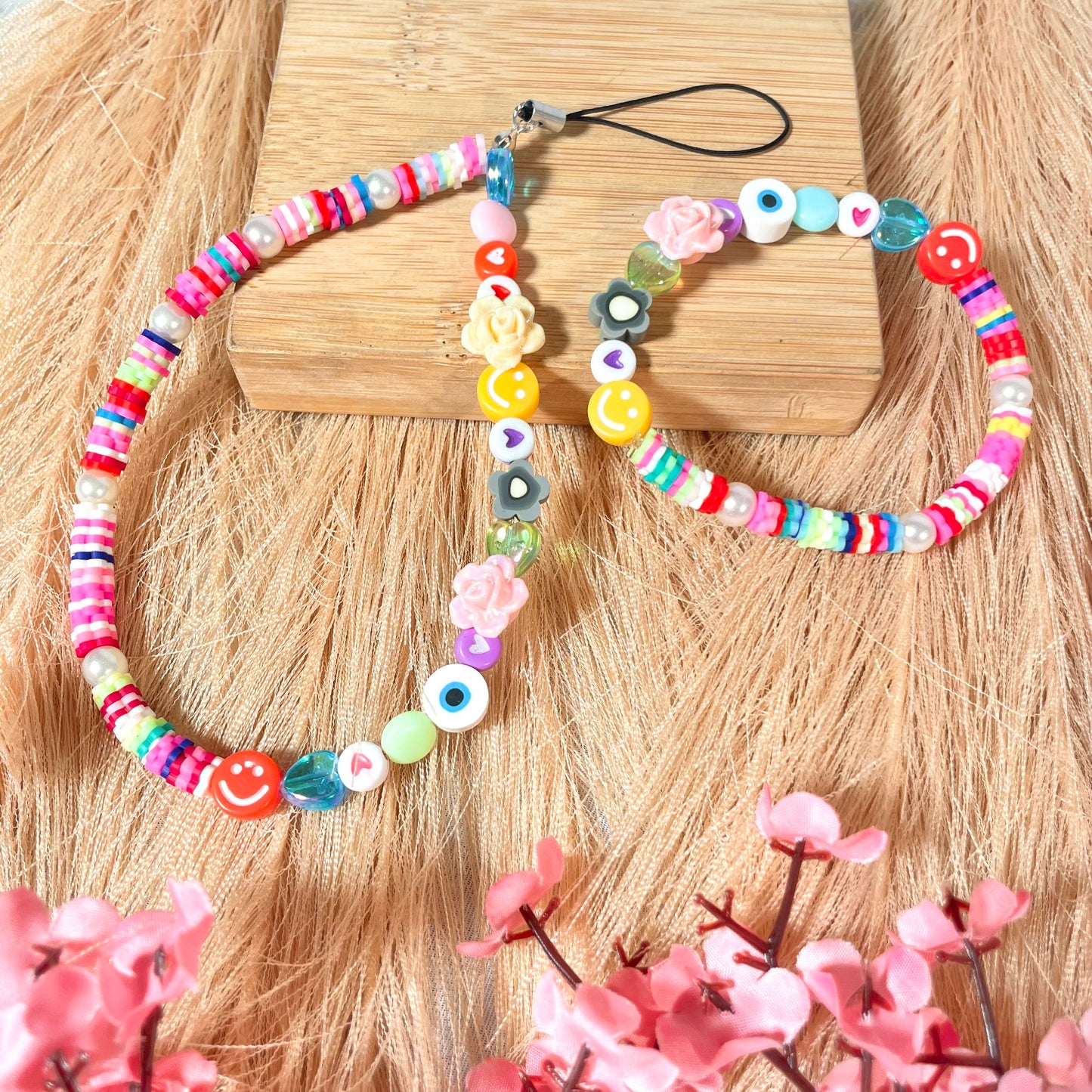 Cute Y2K Colourful Phone Charm Strap With Matching Bracelet Combo