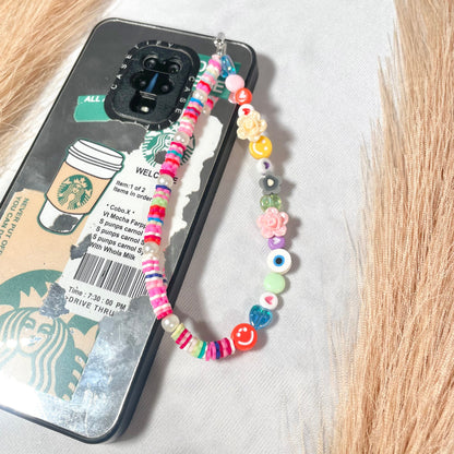 Cute Y2K Colourful Phone Charm Strap With Multiple Charms